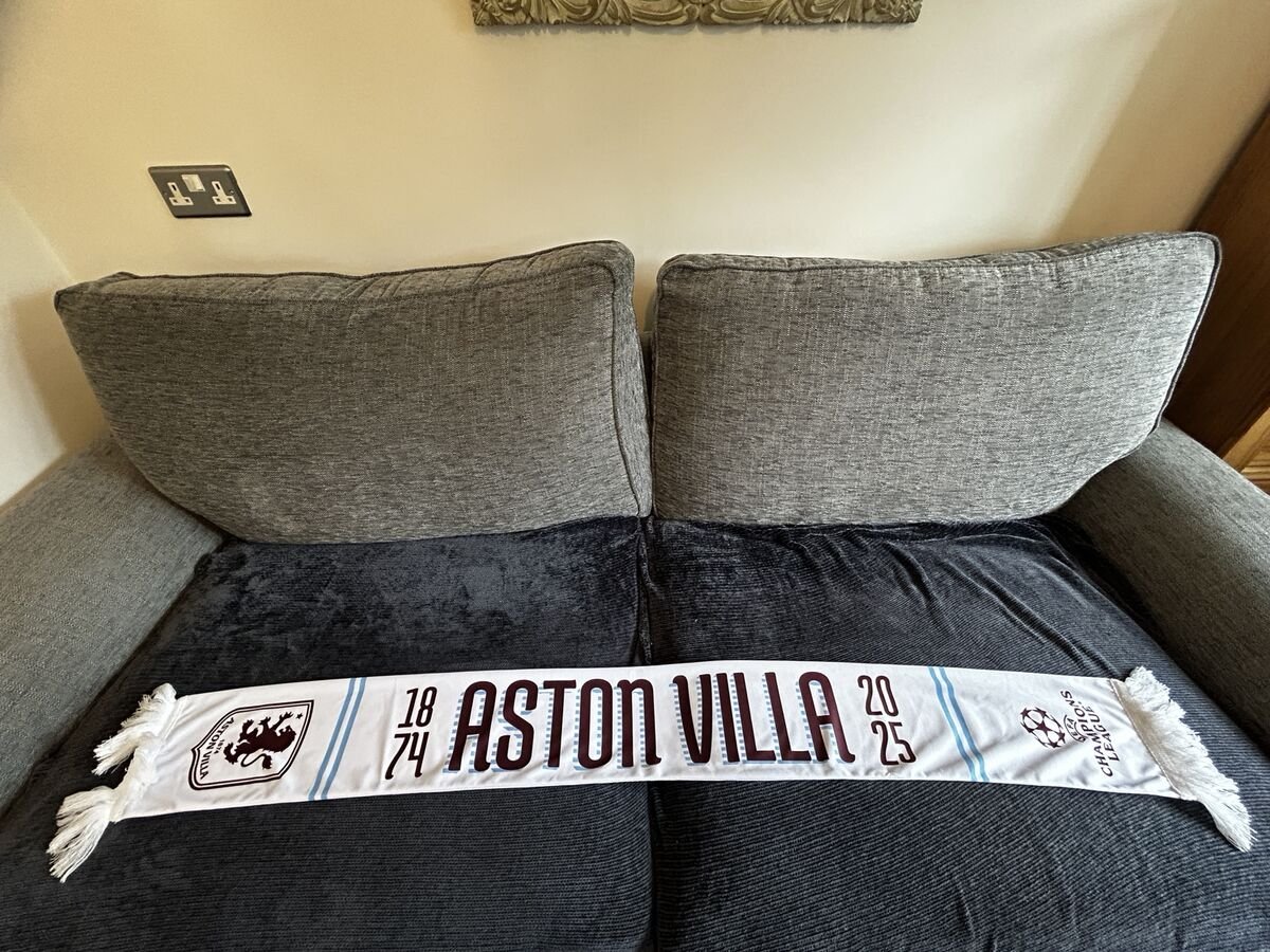 Aston Villa UEFA Champions League generic scarf - white 1874 / 2025 design
